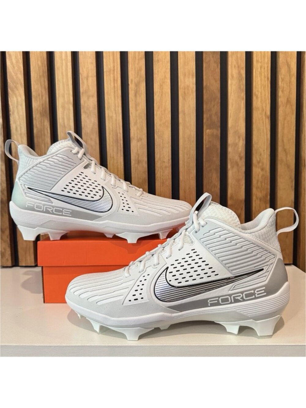 Nike Force Savage Pro 3 Football Cleats DA5453-108 White Silver Mens 14 Wide